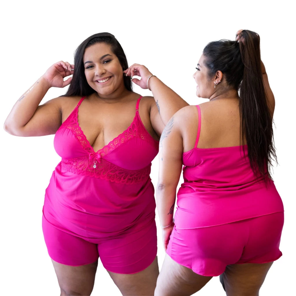 Conjunto Short Doll Plus Size em Renda