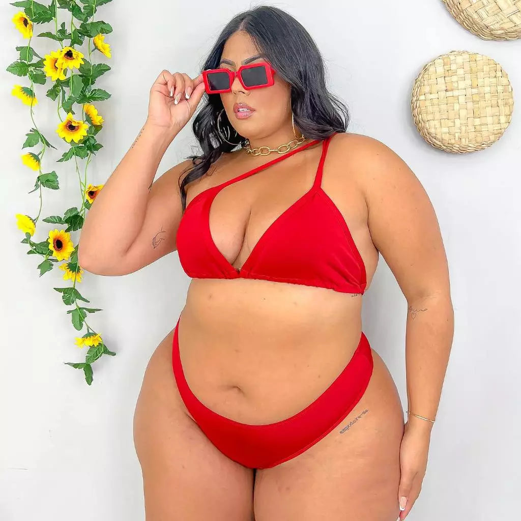 Biquíni Feminino Plus Size Cortininha Fio Dental - Alta Sustentação e Conforto Premium👙