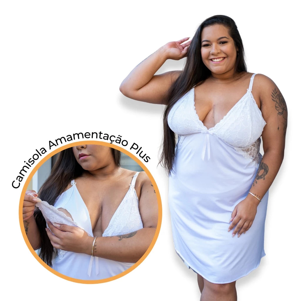 Camisola Plus Size Amamentação com Renda - Conforto e Praticidade