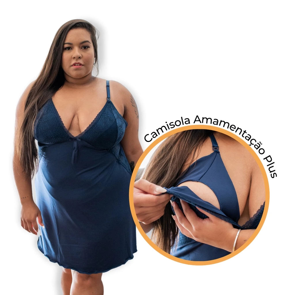 Camisola Plus Size Amamentação com Renda - Conforto e Praticidade